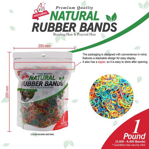 Beauty Town 1LB Rubber Bands for Hair - 5000+ Count Soft Stretch Elastic Hair Ties for Braids, Ponytails | No Damage Hair Bands for Women & Kids in Kuwait