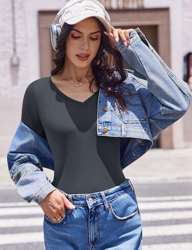 Ekouaer Womens 3 Pack Long Sleeve Shirts V Neck Ribbed Slim Fit Basic Tops Thermal Undershirts Casual Tee XS-XXL in Saudi Arabia