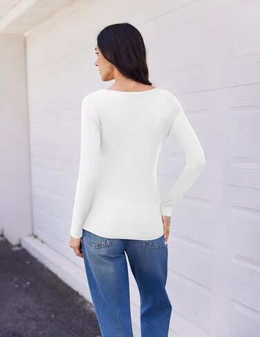 Ekouaer Womens 3 Pack Long Sleeve Shirts V Neck Ribbed Slim Fit Basic Tops Thermal Undershirts Casual Tee XS-XXL in Saudi Arabia