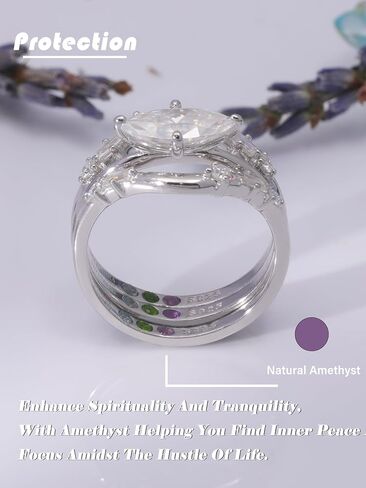 3-PC Marquise Cut Moissanite Ring Set | S925 Sterling Silver 1CT المجوهرات الزفاف ، العصابات المحفوظة مع الحجارة الجانبية الفاخرة ، حلقات غير قابلة للتكديس للنساء in Saudi Arabia