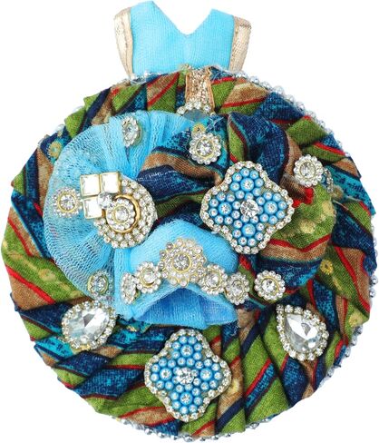 Laddu Gopal Dress Cloth Bhagwan Poshak of God Krishna Kanhaiya Dev Vastra with Mukut for Metal Idol Statue for Indian Traditional Janmashtami Festival(Size:- 1-2 No.Dia- 6") Blue and Multicolour in Saudi Arabia
