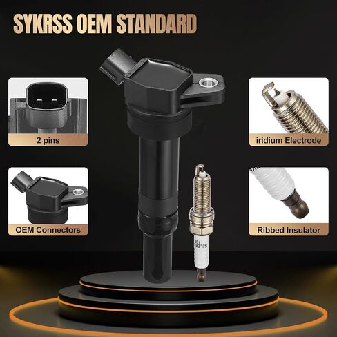 مجموعة من 4 ملفات إشعال UF611 وشمعات إشعال إيريديوم XP6203 متوافقة مع Hyundai Tucson Sonata Santa Fe Genesis Equus Kia Optima Sorento Borrego 2.4L 4.6L 5.0L L4 V8 C1667 in Kuwait