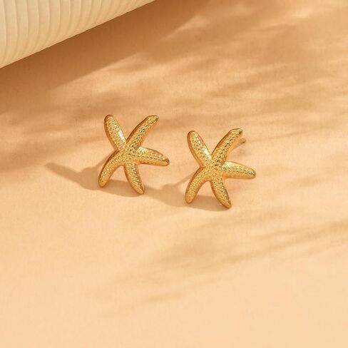 أقراط مسمار للنساء 18K الذهب المطلي بالزركونيا مكعبات Quarings Star Star Star Shell Starffish Butterfly Sun Stamen Studring الحد الأدنى in Kuwait