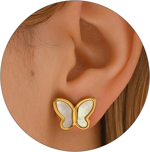 أقراط مسمار للنساء 18K الذهب المطلي بالزركونيا مكعبات Quarings Star Star Star Shell Starffish Butterfly Sun Stamen Studring الحد الأدنى in Kuwait