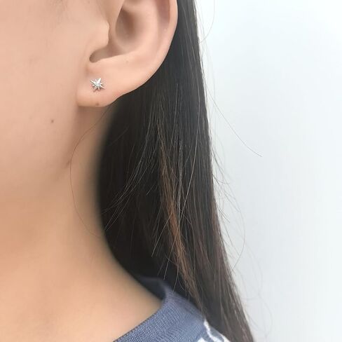 Tiny Star CZ Stud Earrings for Women 925 Sterling Silver Cute Crystal Screw Ball Back Cartilage Tragus Sleeper Mini Studs Earring Dainty Jewelry Gifts Hypoallergenic for Sensitive Ears 20G in Saudi Arabia