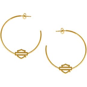Harley-Davidson Women's Medium Bar & Shield Logo Hoop Earrings - Stainless Steel in Saudi Arabia