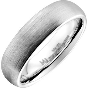 White Tungsten Carbide Brushed Classic Domed 3mm or 6mm Wedding COMFORT FIT Ring in Kuwait