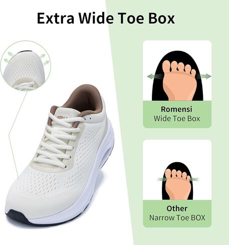 RomenSi Wide Toe Box Shoes Women Arch Support Walking Shoes Air Athletic Tennis Wide Width Sneakers for Plantar Fasciitis US 6-11 in Kuwait