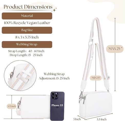 حقيبة الكتف Crossbody للنساء للنساء مع حقيبة يد الكاميرا على الويب للسفر ، العمل in Kuwait