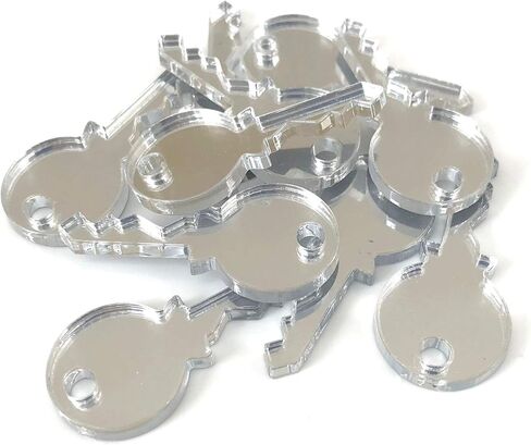 Super Cool Creations Yale Key Shaped Crafting Mirrors, Set of 10, Many Colours, Shatterproof Acrylic, Silver Mirror, Pack of 10 x 8cm in Saudi Arabia