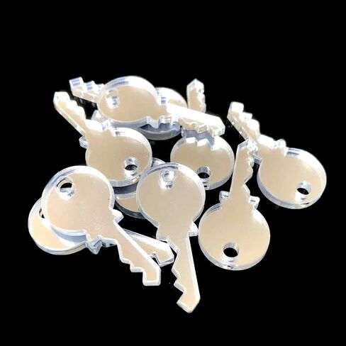 Super Cool Creations Yale Key Shaped Crafting Mirrors, Set of 10, Many Colours, Shatterproof Acrylic, Silver Mirror, Pack of 10 x 8cm in Saudi Arabia