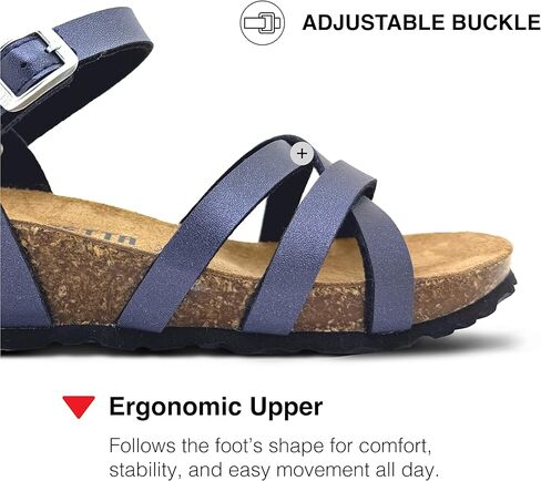Zanetta Cuenca Orthopedic Cork Wedge Wedge for Women - Pressure Relating Cutheded Foots ، ودعم القوس لصحة القدم وشرائح مسجلة من جلد الغزال الممتازة in Kuwait