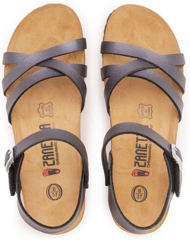 Zanetta Cuenca Orthopedic Cork Wedge Wedge for Women - Pressure Relating Cutheded Foots ، ودعم القوس لصحة القدم وشرائح مسجلة من جلد الغزال الممتازة in Kuwait