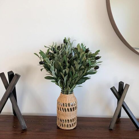 Olive Stems 6 Pcs 18 inch Artificial Olives Green Leaves Picks, Spring Branches Decor for Vase, Greenery Vase Filler Home Decoration Indoor in Kuwait