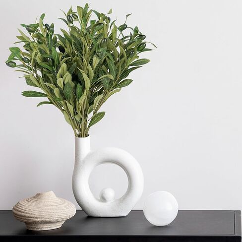 Olive Stems 6 Pcs 18 inch Artificial Olives Green Leaves Picks, Spring Branches Decor for Vase, Greenery Vase Filler Home Decoration Indoor in Kuwait