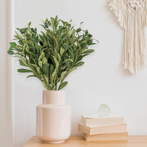 Olive Stems 6 Pcs 18 inch Artificial Olives Green Leaves Picks, Spring Branches Decor for Vase, Greenery Vase Filler Home Decoration Indoor in Kuwait