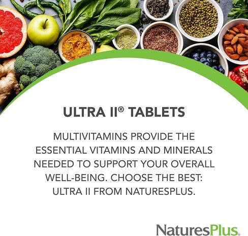 Natures Plus Ultra II Daily - 180 قرصًا، عبوة من 2 - مكملات غذائية كاملة من الفيتامينات والمعادن - إصدار مستدام - نباتي - 360 وجبة إجمالية in Kuwait