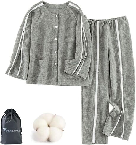 WEEOATAR Patient Clothes,Bedridden Patient Clothing,Disability Clothing with Zippers for Easy Access,Patient Pajamas Nursing Aid for Elderly,Disabled,Dialysis and Bedridden(Pink,XXL) in Saudi Arabia