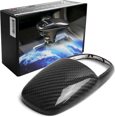iJDMTOY Gloss Black Real Carbon Fiber Shift Knob Top Cover Shell Compatible with Dodge 2015-2023 Challenger or Charger Automatic Transmission in Saudi Arabia