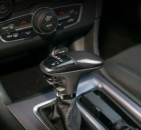 iJDMTOY Gloss Black Real Carbon Fiber Shift Knob Top Cover Shell Compatible with Dodge 2015-2023 Challenger or Charger Automatic Transmission in Saudi Arabia