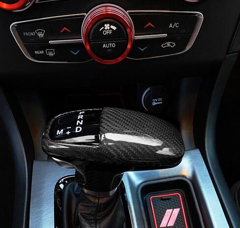 iJDMTOY Gloss Black Real Carbon Fiber Shift Knob Top Cover Shell Compatible with Dodge 2015-2023 Challenger or Charger Automatic Transmission in Saudi Arabia