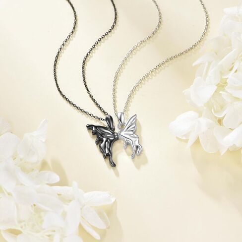 TIGER RIDER Cherry Heart/Fox 925 Sterling Silver Friendship Necklace for Women Friend Sister Cute Jewelry Gift Birthday Christmas in Kuwait