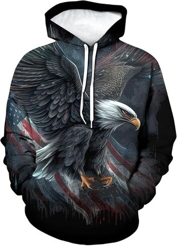 TiwBski Novelty American Flag Hoodies for Men Eagle Graphic Hoodie Sweatshirt Pullover in Kuwait