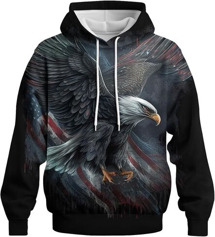 TiwBski Novelty American Flag Hoodies for Men Eagle Graphic Hoodie Sweatshirt Pullover in Kuwait