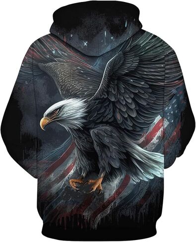 TiwBski Novelty American Flag Hoodies for Men Eagle Graphic Hoodie Sweatshirt Pullover in Kuwait