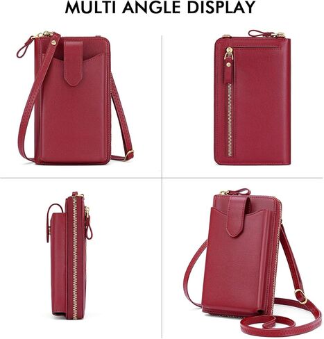 محفوظات Ronsin Small Crossbody المحفظة للنساء RFID حظر محفظة الهاتف الخليوي حقيبة هدية على الهاتف النباتي. in Kuwait