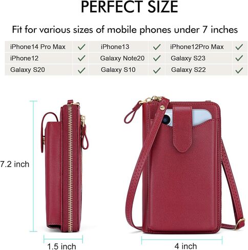 محفوظات Ronsin Small Crossbody المحفظة للنساء RFID حظر محفظة الهاتف الخليوي حقيبة هدية على الهاتف النباتي. in Kuwait