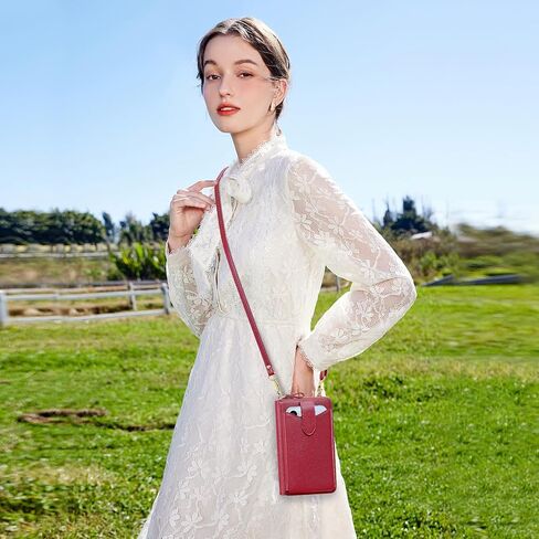 محفوظات Ronsin Small Crossbody المحفظة للنساء RFID حظر محفظة الهاتف الخليوي حقيبة هدية على الهاتف النباتي. in Kuwait