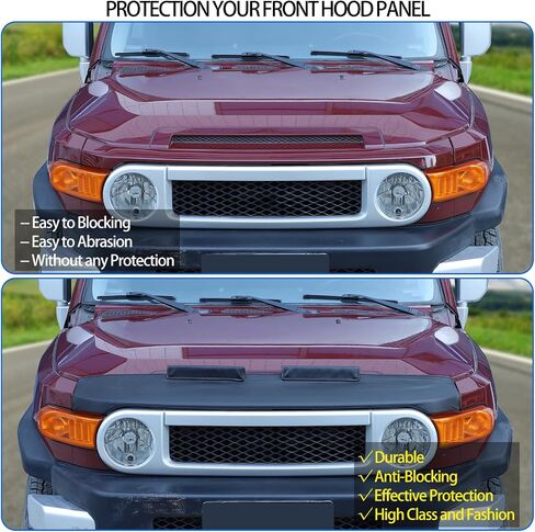 Front Hood Shields Cover Compatible with Toyota FJ Cruiser 2007-2021, Car Hood Protector Bra Leather Front Hood Half Cover Protector Accessories in Saudi Arabia