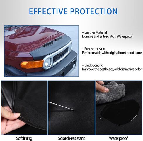 Front Hood Shields Cover Compatible with Toyota FJ Cruiser 2007-2021, Car Hood Protector Bra Leather Front Hood Half Cover Protector Accessories in Saudi Arabia