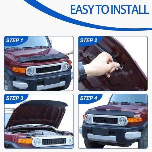 Front Hood Shields Cover Compatible with Toyota FJ Cruiser 2007-2021, Car Hood Protector Bra Leather Front Hood Half Cover Protector Accessories in Saudi Arabia