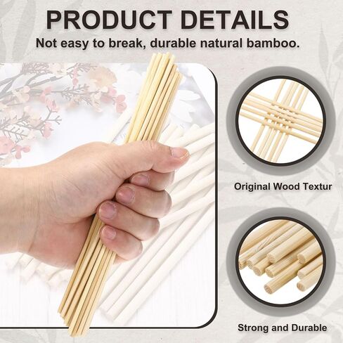 PATIKIL 120 Pcs Wooden Dowel Rods, 15/64 x 8 Inch Round Unfinished Wood Sticks, Precut Natural Bamboo Sticks for DIY Crafting, Hardwood Craft Dowel Rods, Cake Dowels, Natural Color in Saudi Arabia