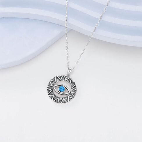 PELOVNY Evil Eye Crystal Necklace 925 Sterling Silver Nazar Eye Protection Necklace Evil Eye Amulet Jewelry Gifts for Women in Kuwait