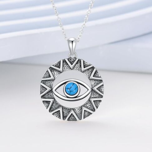 PELOVNY Evil Eye Crystal Necklace 925 Sterling Silver Nazar Eye Protection Necklace Evil Eye Amulet Jewelry Gifts for Women in Kuwait