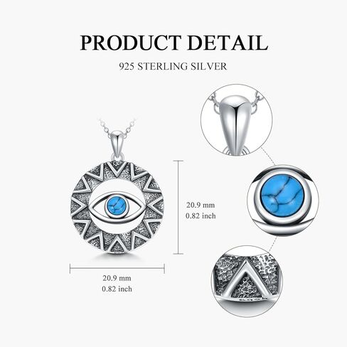 PELOVNY Evil Eye Crystal Necklace 925 Sterling Silver Nazar Eye Protection Necklace Evil Eye Amulet Jewelry Gifts for Women in Kuwait