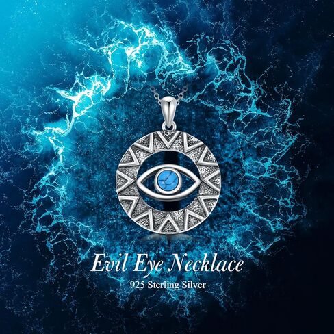 PELOVNY Evil Eye Crystal Necklace 925 Sterling Silver Nazar Eye Protection Necklace Evil Eye Amulet Jewelry Gifts for Women in Kuwait