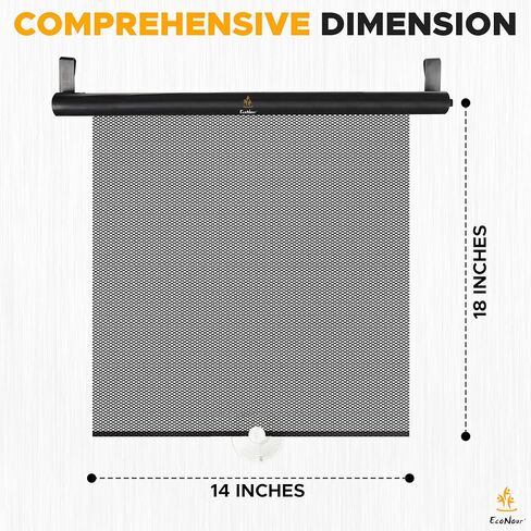 EcoNour Car Window Shades for Baby (2 Pack) | Retractable Shade for Car Side Window | PVC with 4 Suction Cups | Large Clips for Durability | Baby Car Travel Accessories (18" x 17") in Kuwait