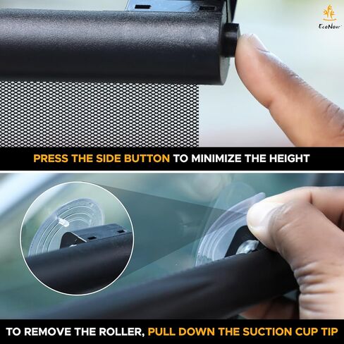 EcoNour Car Window Shades for Baby (2 Pack) | Retractable Shade for Car Side Window | PVC with 4 Suction Cups | Large Clips for Durability | Baby Car Travel Accessories (18" x 17") in Kuwait