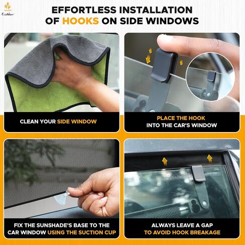 EcoNour Car Window Shades for Baby (2 Pack) | Retractable Shade for Car Side Window | PVC with 4 Suction Cups | Large Clips for Durability | Baby Car Travel Accessories (18" x 17") in Kuwait