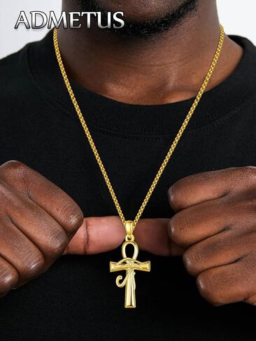 قلادة ADMETUS Ankh من الفضة الإسترلينية على شكل سكاراب قلادة عنخ متقاطعة للرجال قلادة عنخ مصرية هدايا مجوهرات للرجال in Kuwait