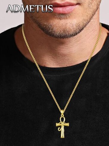 قلادة ADMETUS Ankh من الفضة الإسترلينية على شكل سكاراب قلادة عنخ متقاطعة للرجال قلادة عنخ مصرية هدايا مجوهرات للرجال in Kuwait