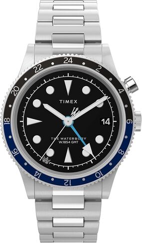 Timex Men's Waterbury Traditional GMT 39mm Watch - Stainless Steel Bracelet Black Dial Stainless Steel Case in Saudi Arabia