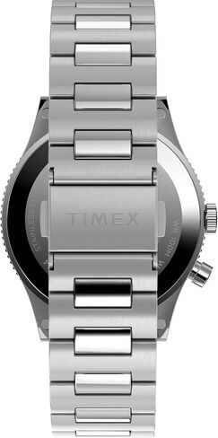Timex Men's Waterbury Traditional GMT 39mm Watch - Stainless Steel Bracelet Black Dial Stainless Steel Case in Saudi Arabia