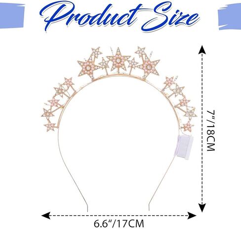DRESBE Light Up Star Headband Silver LED Rhinestone Headbands Glow Party Hair Accessories for Women in Kuwait