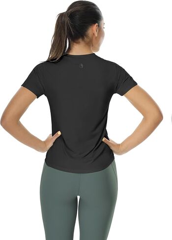 icyzone Women's Short Sleeve Workout T-Shirt Breathable Quick Dry Athletic Gym Running Tops Yoga Exercise Tees Shirt in Kuwait