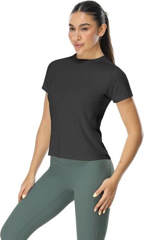 icyzone Women's Short Sleeve Workout T-Shirt Breathable Quick Dry Athletic Gym Running Tops Yoga Exercise Tees Shirt in Kuwait